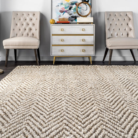 Nuloom Vania Chevron Nva1620A Off White Rug.