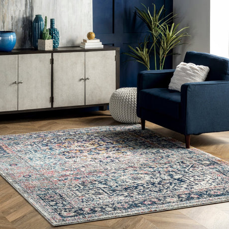 Nuloom Vintage Lilah Rzbd38A Blue Rug.