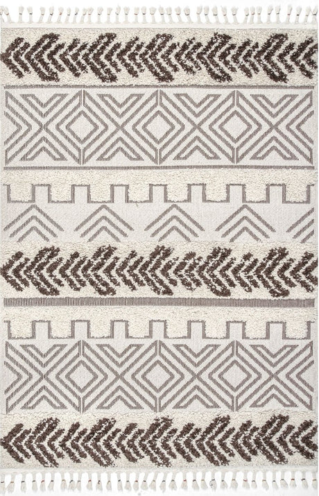 Nuloom Zuri Banded Tribal Nzu1832A Brown Rug.