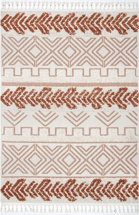 Nuloom Zuri Banded Tribal Nzu1832C Rust Rug.