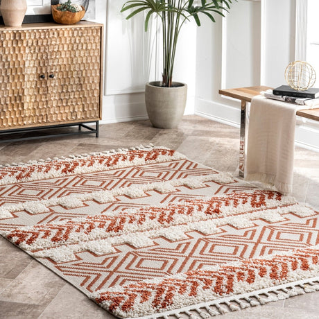 Nuloom Zuri Banded Tribal Nzu1832C Rust Rug.