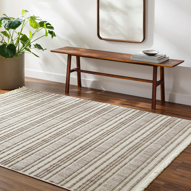 Surya New Delhi Nwh-2304 Light Grey, Ash, Slate Grey Taupe, Metallic - Silver Rug.
