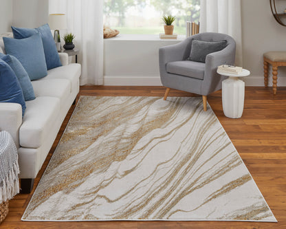 Feizy Aura Aur39Llf Ivory/Taupe/Gold Area Rug