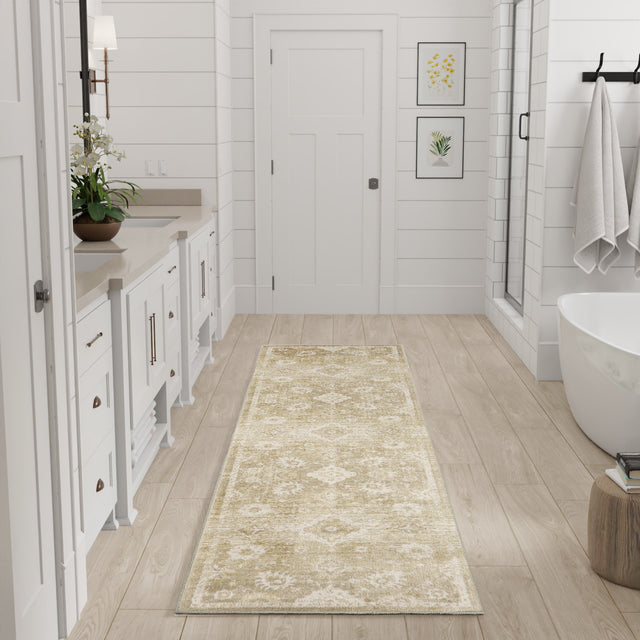 Nourison Astra Machine Washable ASW19 Machine Made Ivory, Gold Rug