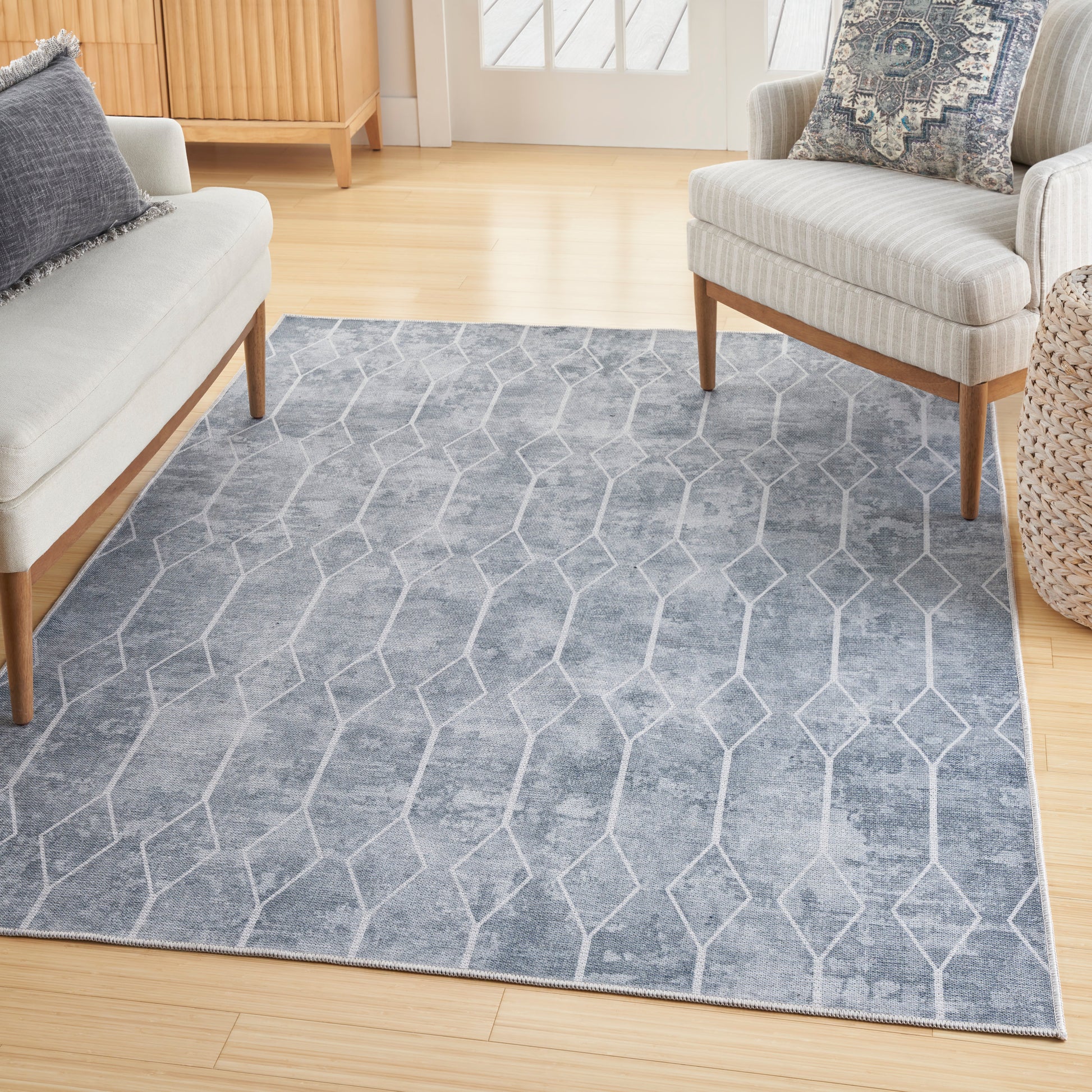 Nourison Machine Washable Series 1 X Nicole Curtis Sr107 Blue Grey Area Rug