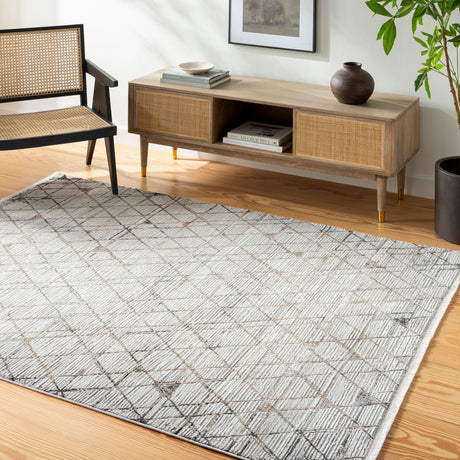 Surya Obsession Obn-2302 Cream, Light Gray, Gray, Black, Light Brown, Brown Rug.