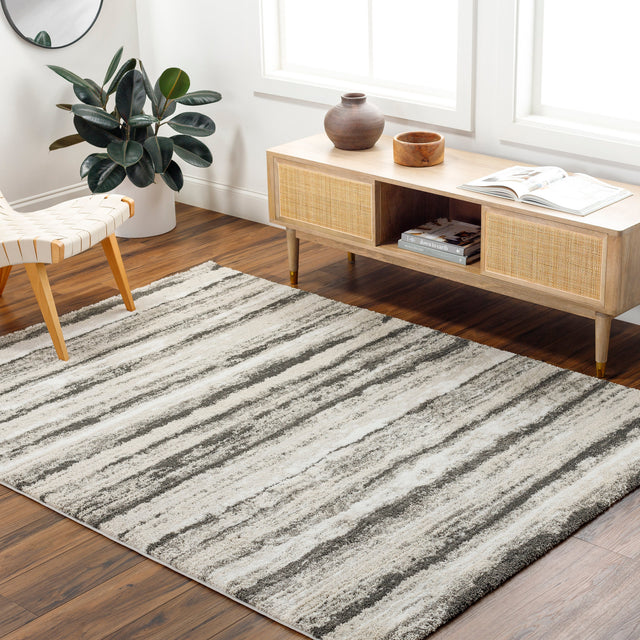 Surya Osaka Okk-2312 Pale Slate, Light Silver, Metallic - Silver, Sage, Lunar Green, Black Rug.