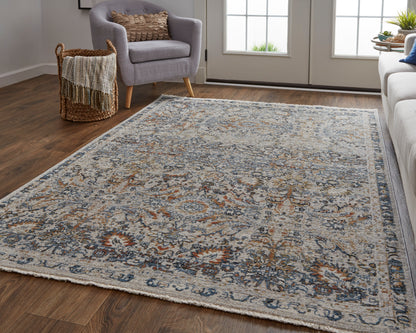 Feizy Kaia Kai39Gnf Tan/Blue/Orange Area Rug