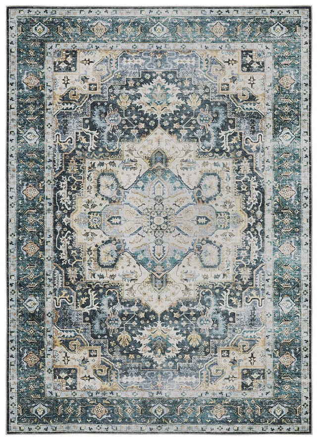 Oriental Weavers Machine Washable Charleston Cha01 Blue/ Ivory Rug.