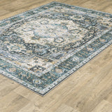 Oriental Weavers Machine Washable Charleston Cha01 Blue/ Ivory Rug.