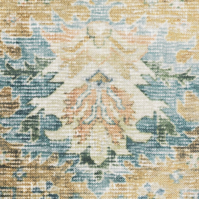 Oriental Weavers Machine Washable Charleston Cha02 Blue/ Gold Rug.