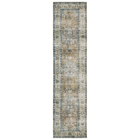 Oriental Weavers Machine Washable Charleston Cha02 Blue/ Gold Rug.