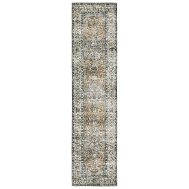 Oriental Weavers Machine Washable Charleston Cha02 Blue/ Gold Rug.