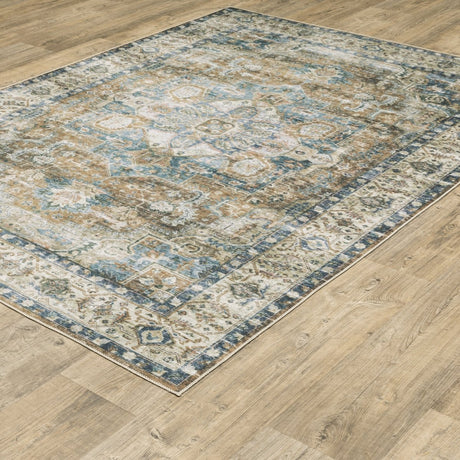 Oriental Weavers Machine Washable Charleston Cha02 Blue/ Gold Rug.