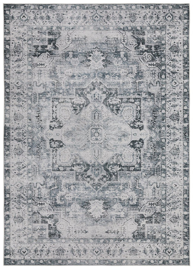 Oriental Weavers Machine Washable Charleston Cha03 Charcoal/ Ivory Rug.