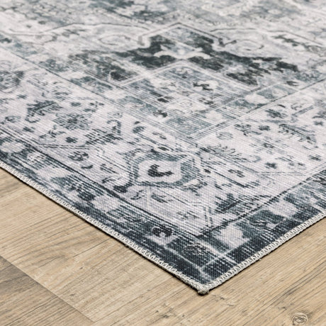 Oriental Weavers Machine Washable Charleston Cha03 Charcoal/ Ivory Rug.