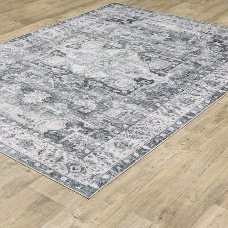 Oriental Weavers Machine Washable Charleston Cha03 Charcoal/ Ivory Rug.