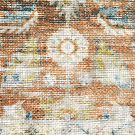 Oriental Weavers Machine Washable Charleston Cha04 Rust/ Blue Rug.