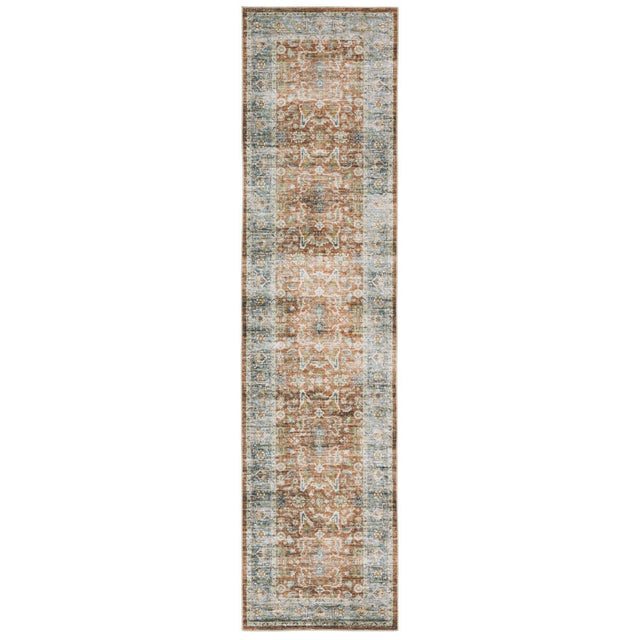 Oriental Weavers Machine Washable Charleston Cha04 Rust/ Blue Rug.