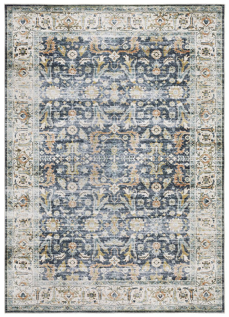 Oriental Weavers Machine Washable Charleston Cha05 Blue/ Gold Rug.