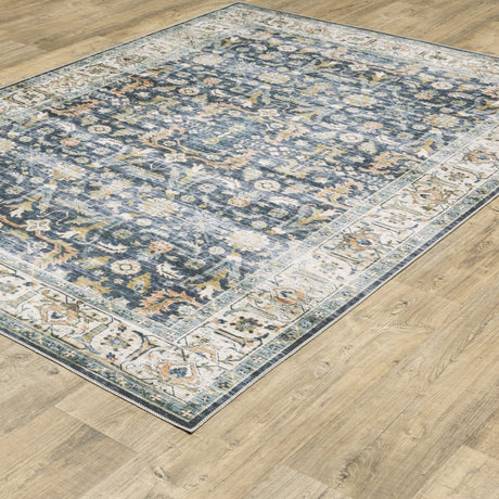 Oriental Weavers Machine Washable Charleston Cha05 Blue/ Gold Rug.