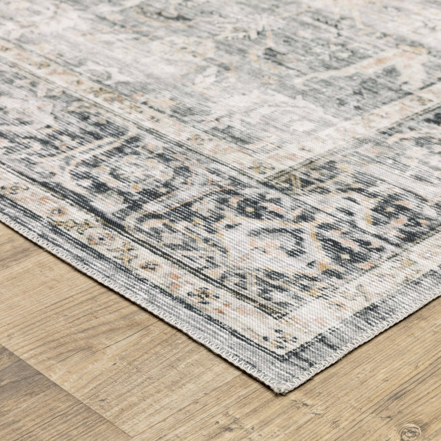 Oriental Weavers Machine Washable Charleston Cha07 Charcoal/ Grey Rug.
