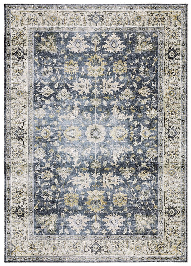 Oriental Weavers Machine Washable Charleston Cha08 Blue/ Gold Rug.