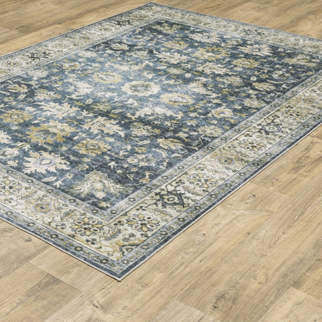 Oriental Weavers Machine Washable Charleston Cha08 Blue/ Gold Rug.