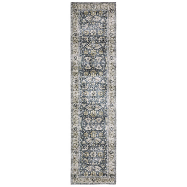 Oriental Weavers Machine Washable Charleston Cha08 Blue/ Gold Rug.