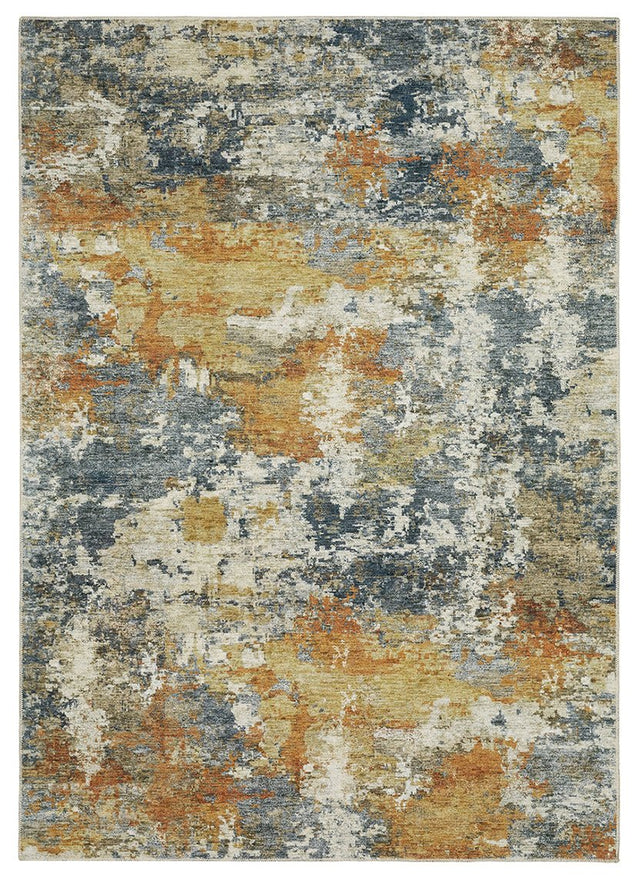 Oriental Weavers Machine Washable Malibu Mal05 Blue/ Gold Rug.