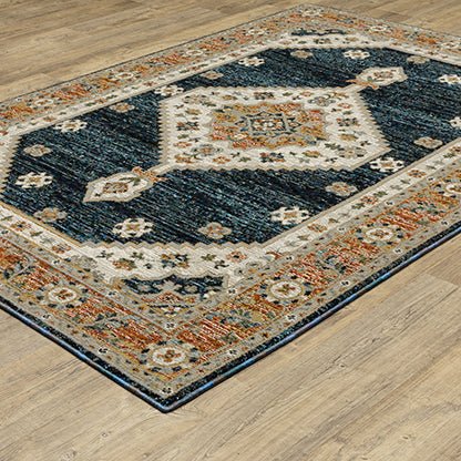 Oriental Weavers Sphinx Andorra 2281E Blue/ Orange Rug.