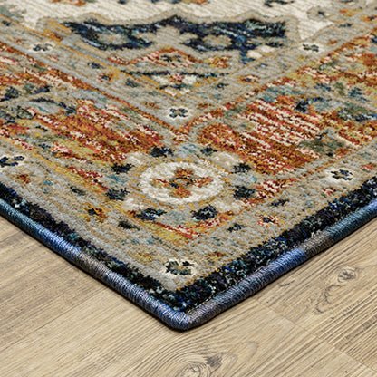 Oriental Weavers Sphinx Andorra 2281E Blue/ Orange Rug.