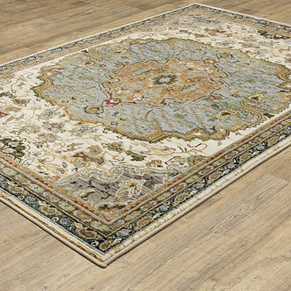Oriental Weavers Sphinx Andorra 2451B Ivory/ Blue Rug.