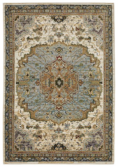 Oriental Weavers Sphinx Andorra 2451B Ivory/ Blue Rug.