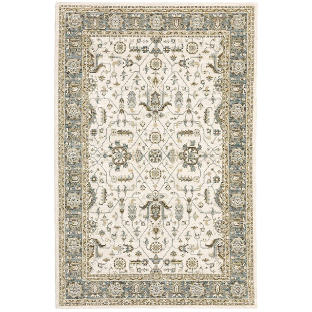 Oriental Weavers Sphinx Andorra 9537P Ivory / Blue Rugs.