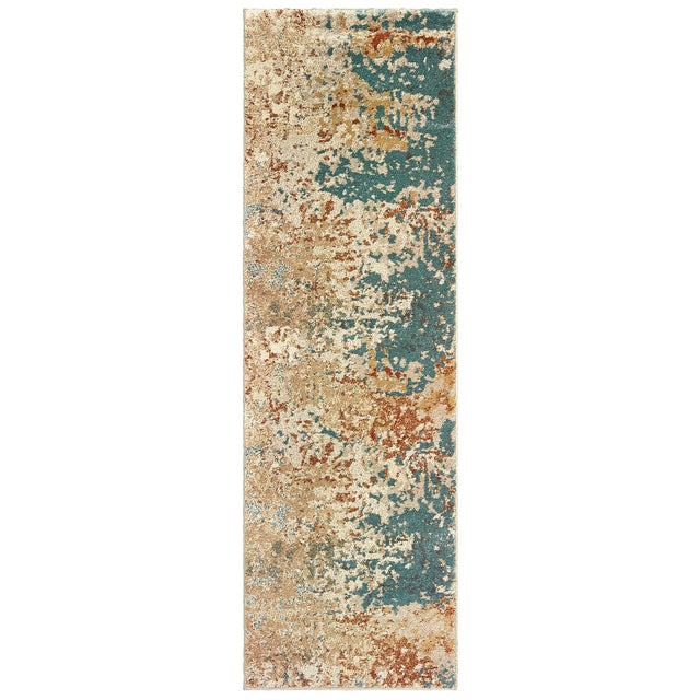 Oriental Weavers Sphinx Carson 9654B Blue / Orange Rugs.