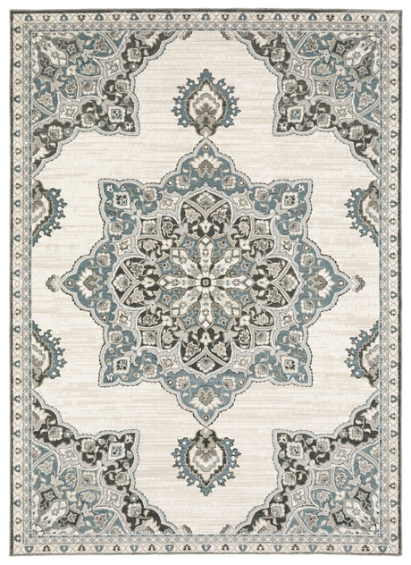 Oriental Weavers Sphinx Ellington Ell01 Ivory/ Blue Rug.