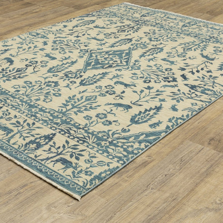 Oriental Weavers Sphinx Francesca Fr08H Blue/ Ivory Rug.