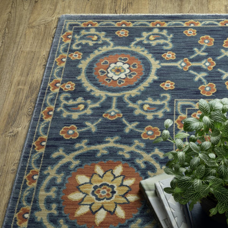 Oriental Weavers Sphinx Francesca Fr11B Blue/ Rust Rug.