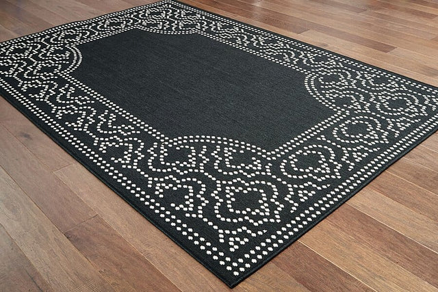 Oriental Weavers Sphinx Marina 1247K Black / Ivory Rugs.