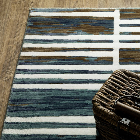 Oriental Weavers Sphinx Reed Re05A Ivory/ Blue Rug.
