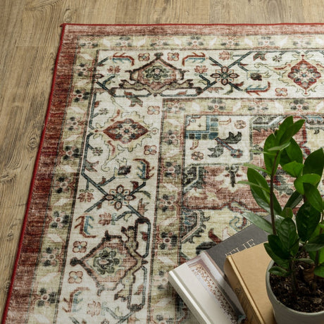 Oriental Weavers Sphinx Sumter Sum01 Red/ Ivory Rug.