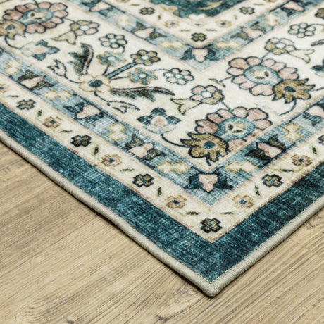 Oriental Weavers Sphinx Sumter Sum08 Teal/ Ivory Rug.