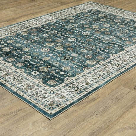 Oriental Weavers Sphinx Sumter Sum08 Teal/ Ivory Rug.