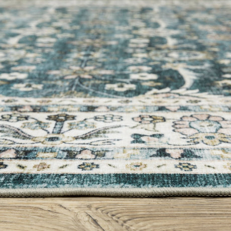 Oriental Weavers Sphinx Sumter Sum08 Teal/ Ivory Rug.