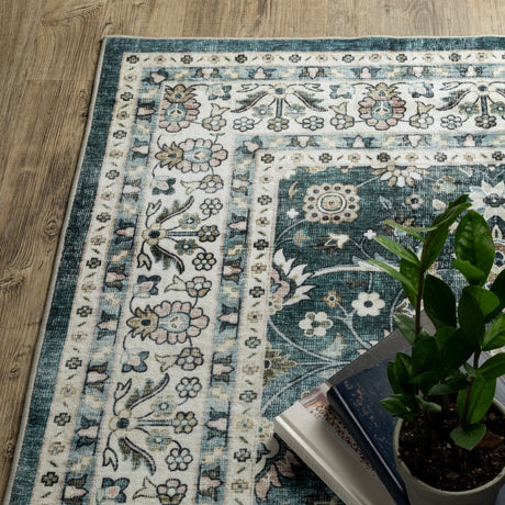 Oriental Weavers Sphinx Sumter Sum08 Teal/ Ivory Rug.