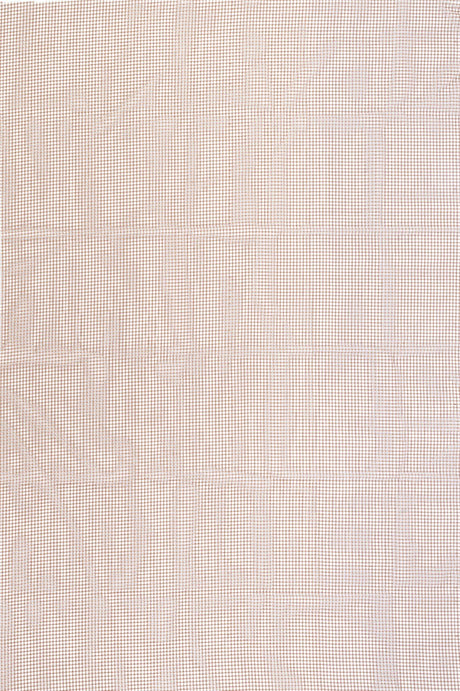 Outdoor rug pad with small square mesh grid in light tone and warm accents