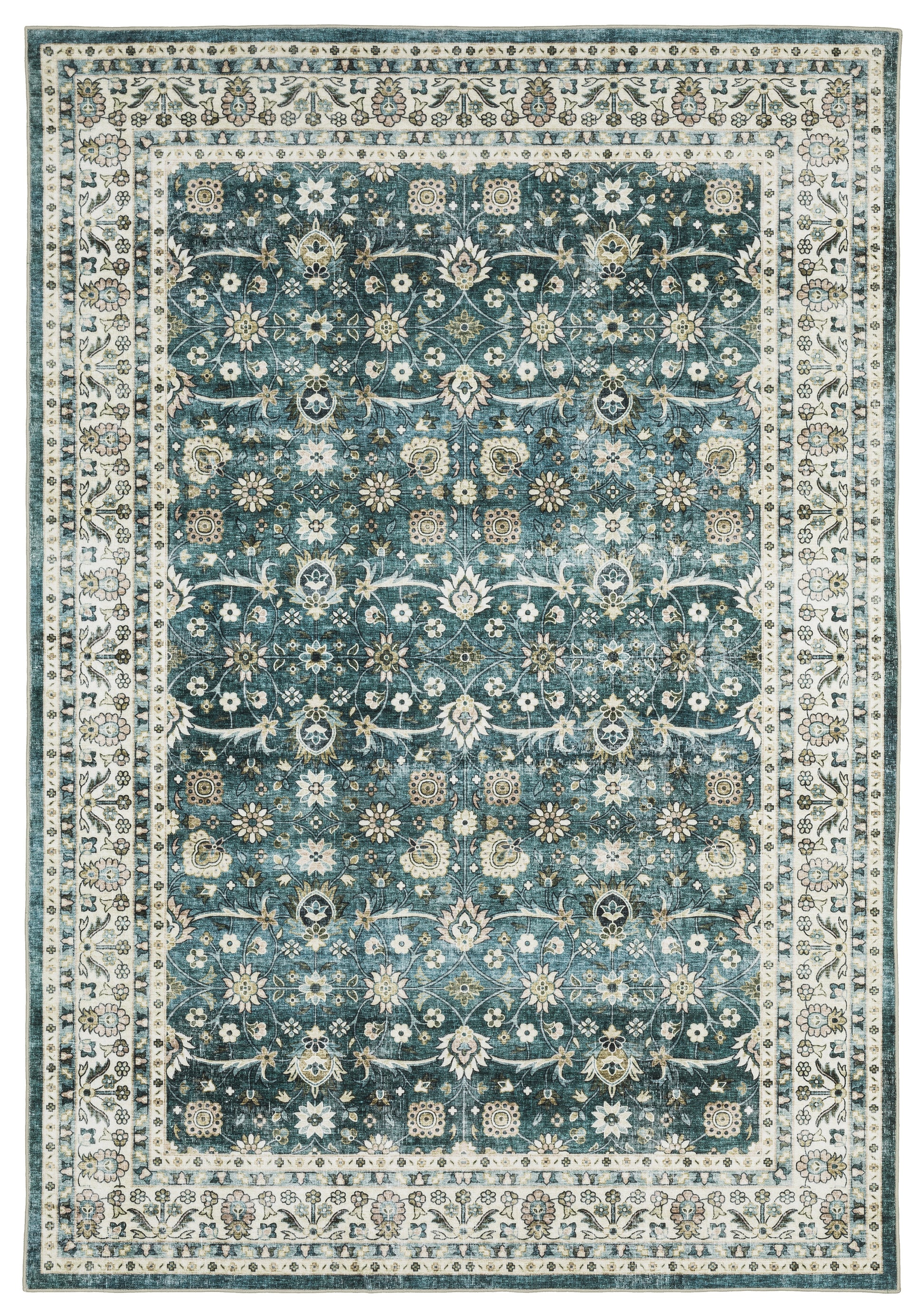 Oriental Weavers Sphinx Sumter Sum08 Teal/ Ivory Area Rug