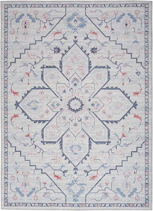 Nourison Machine Washable Series 1 X Nicole Curtis Sr110 Ivory Blue Area Rug