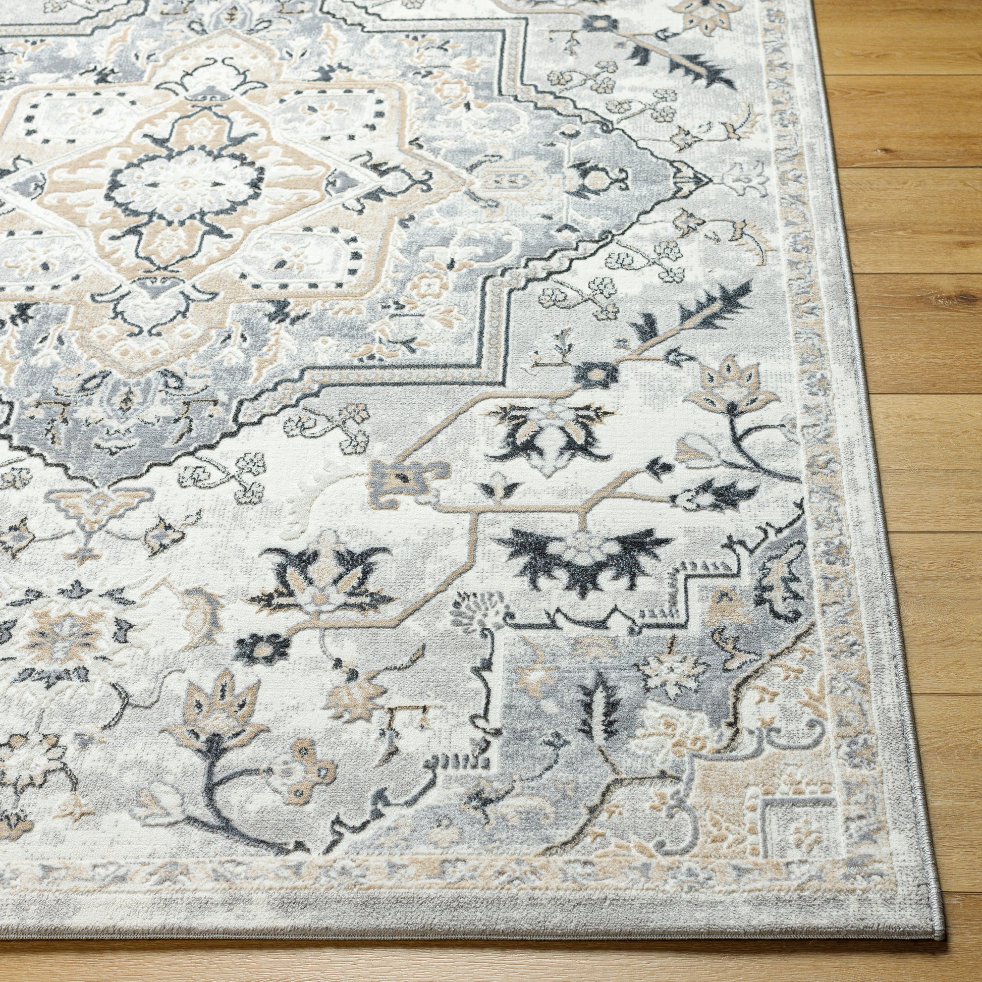 Surya Perception Pcp-2317 Ivory, Light Gray, Beige, Cream, Gray, Charcoal Area Rug